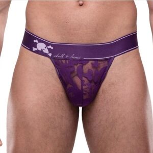 Skull & Bones Dutch Floral Burnout Thong Purple NWT